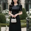 Đầm xòe dự tiệc cổ tròn EM9695