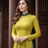EM4066 – Áo Dài Lụa Gấm Hai Da Màu Vàng Bơ