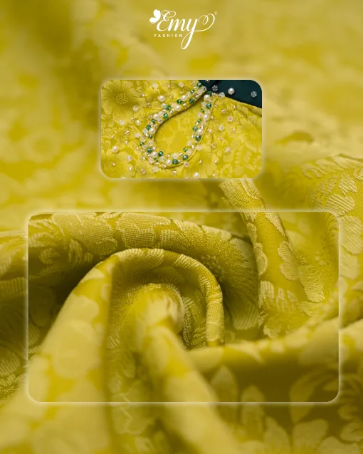 EM4066 – Áo Dài Lụa Gấm Hai Da Màu Vàng Bơ