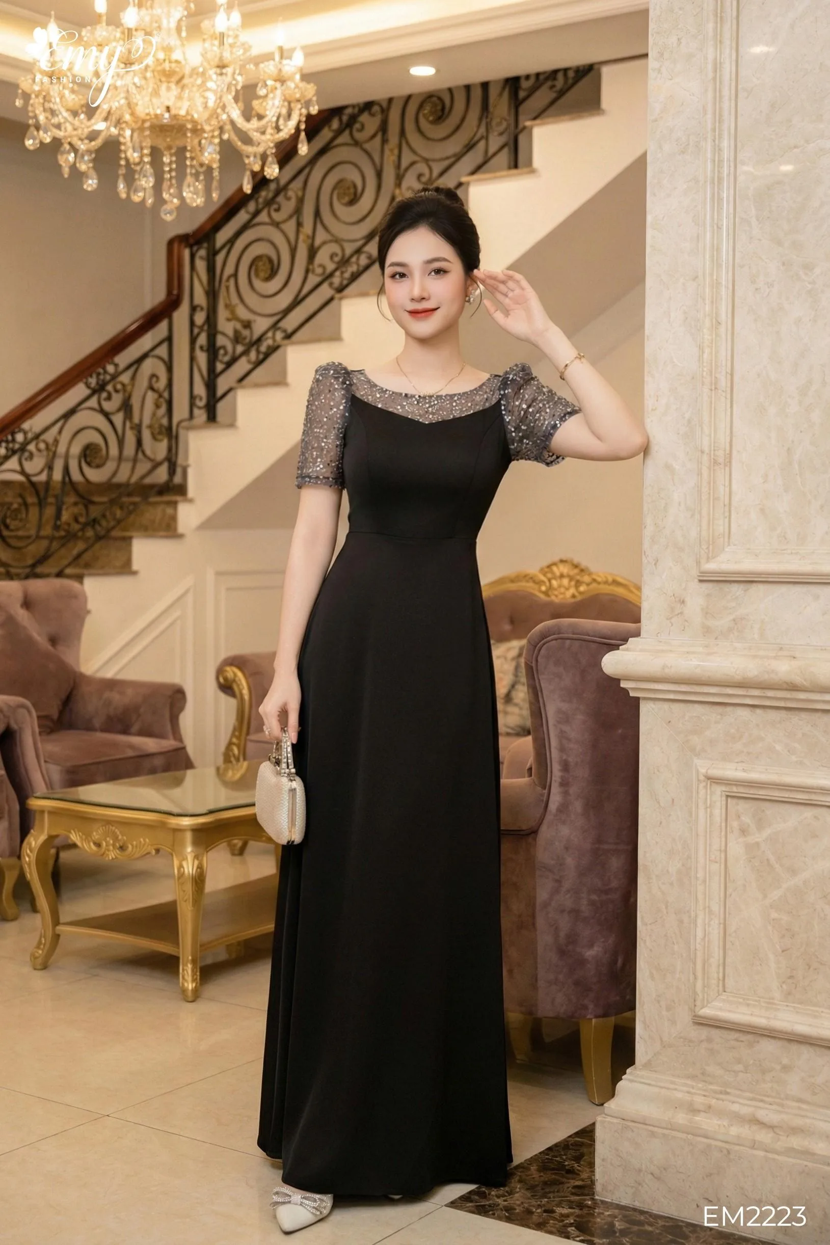 Đầm dạ hội đen cao cấp cho buổi tiệc - EM2223