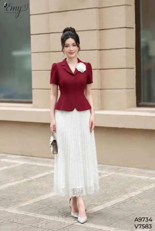 A9734 Áo Đỏ Cotton Tuyết