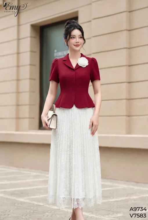 A9734 Áo Đỏ Cotton Tuyết