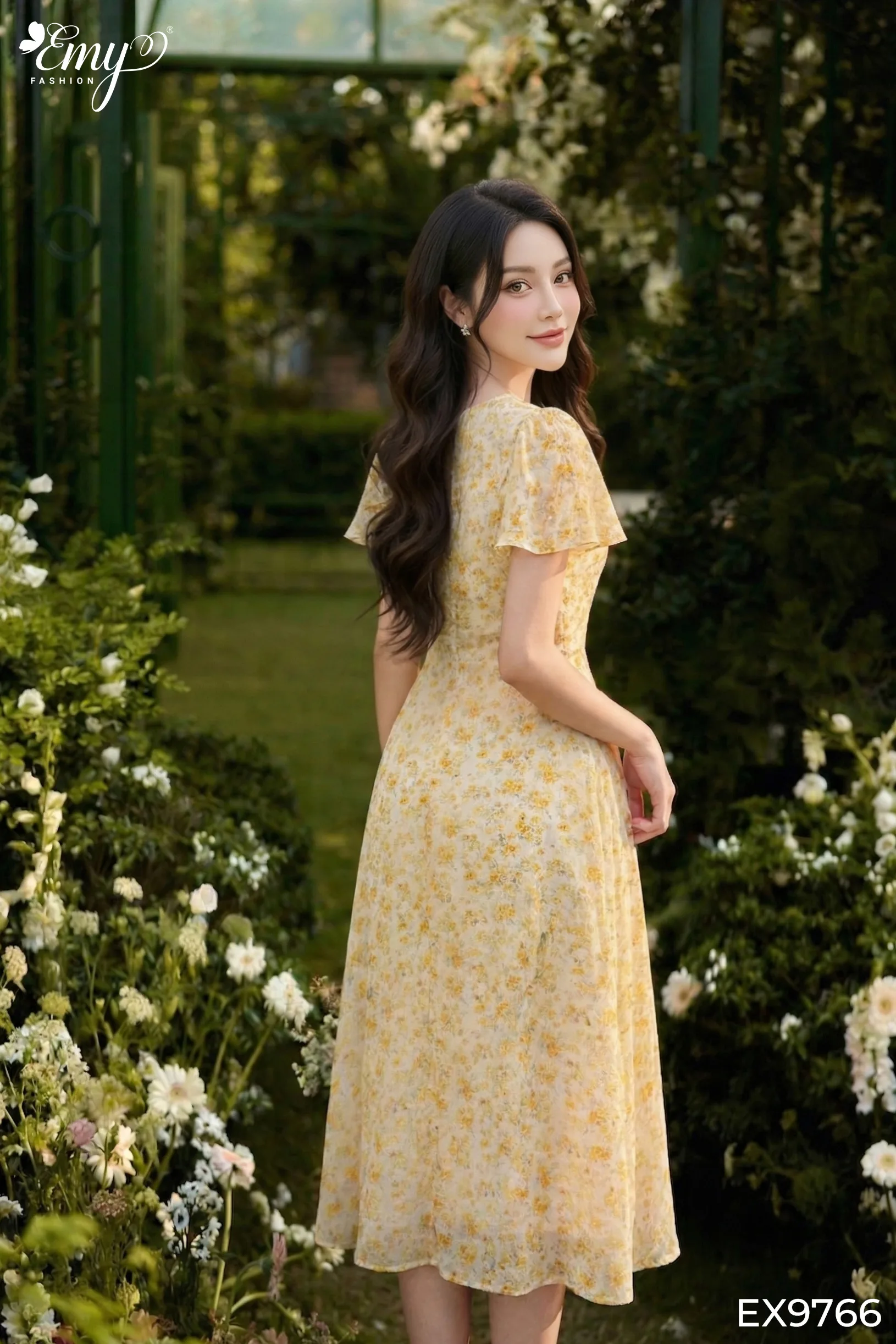 EX9766 Đầm Xoè Chifon Xanh Đen EX9766 Đầm Xoè Chifon Xanh Đen