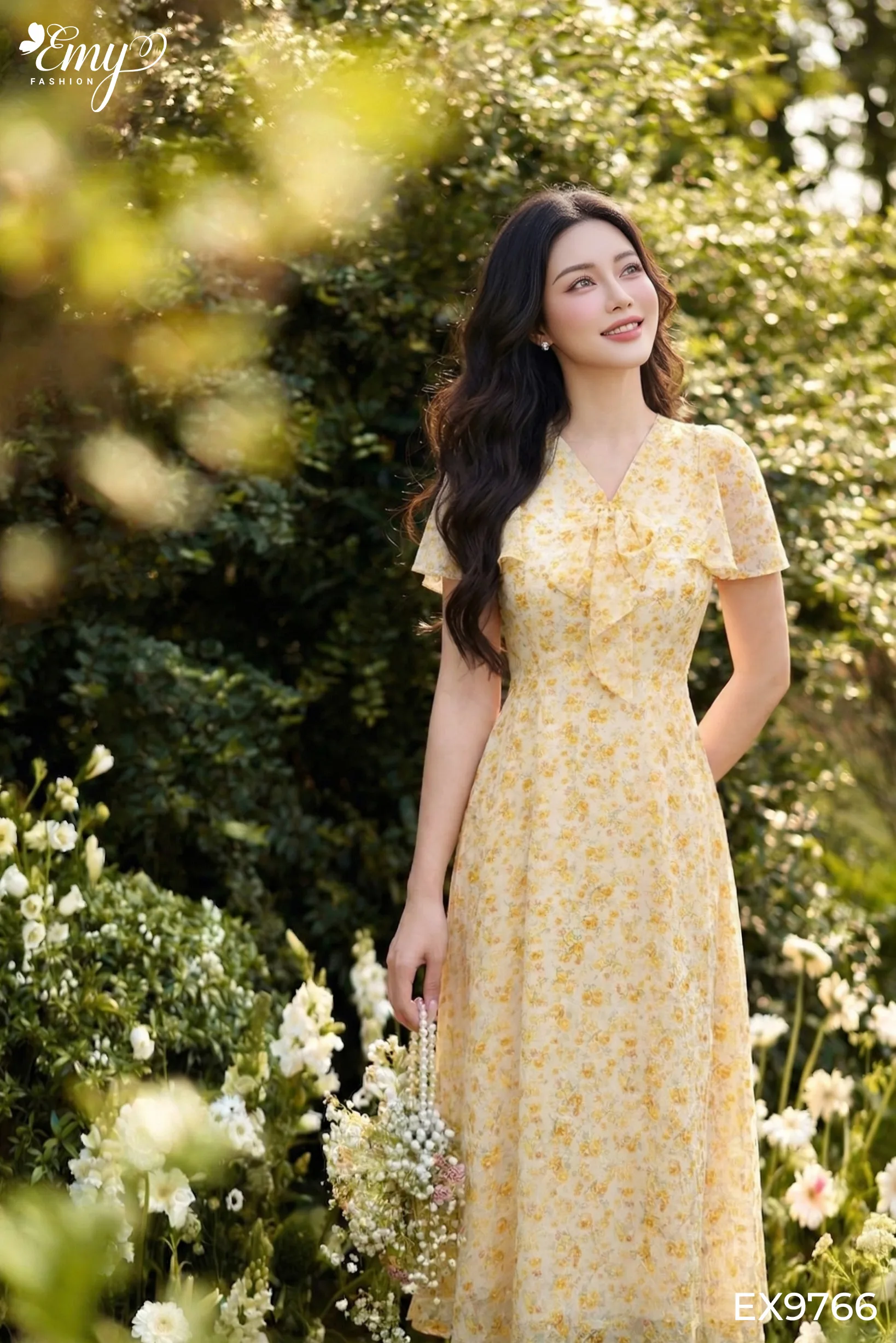 EX9766 Đầm Xoè Chifon Xanh Đen EX9766 Đầm Xoè Chifon Xanh Đen