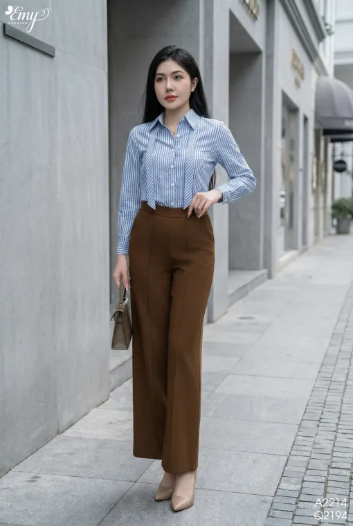 A2214 Áo Sơ Mi Sọc Tay Dài