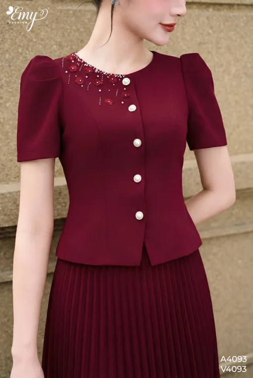 AV4093 - Set Áo & Chân Váy Kaki Nhung