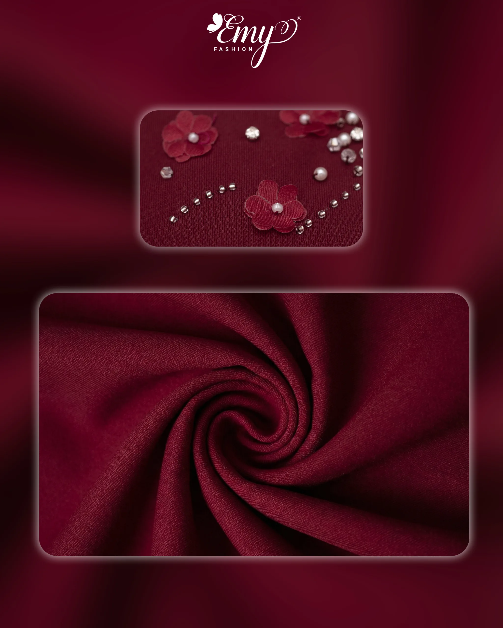 A4093 Áo KaKi Nhung Đỏ Kết Hoa A4093 Áo KaKi Nhung Đỏ Kết Hoa