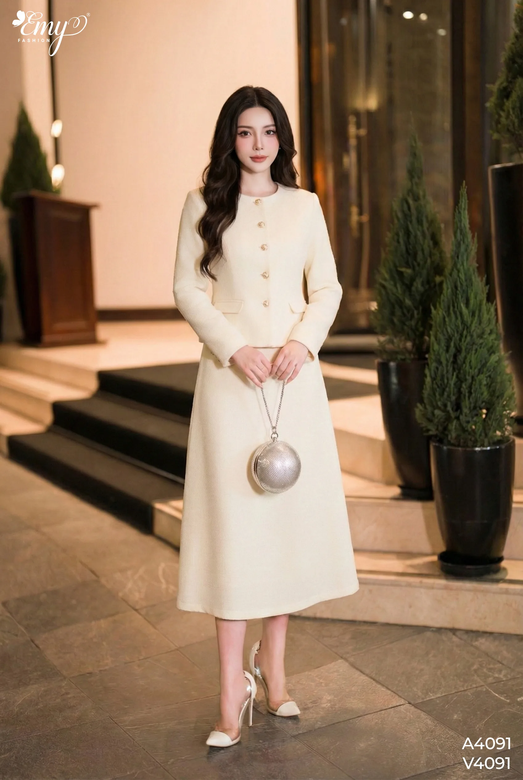 A4091 Áo Bố Gân Kem Tay Dài A4091 Áo Bố Gân Kem Tay Dài