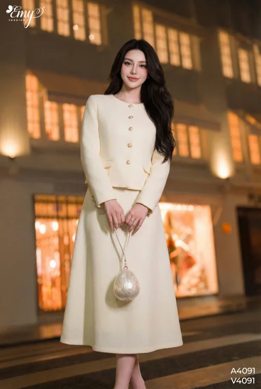 A4091 Áo Bố Gân Kem Tay Dài