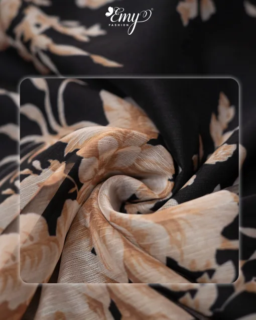 A9703 Áo Voan Tơ Hoa Đen Tay Dài