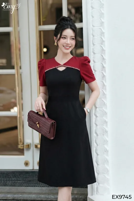 EX9745 - Đầm xoè A dự tiệc cotton lạnh