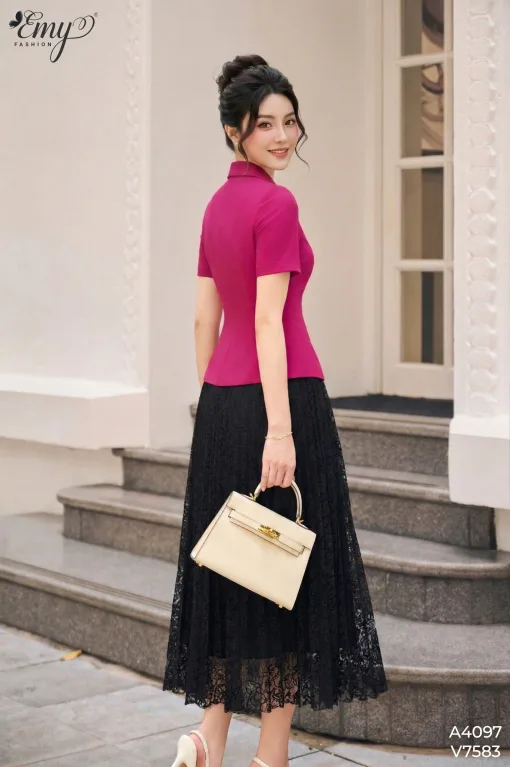 A4097 Áo Cotton Lạnh Hồng Sen