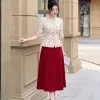 A4100 Áo Cotton Hàn Trắng Kem Hoa Nhí Đỏ