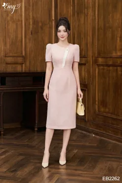 EB2262 Đầm Body Twest Hồng Pastel