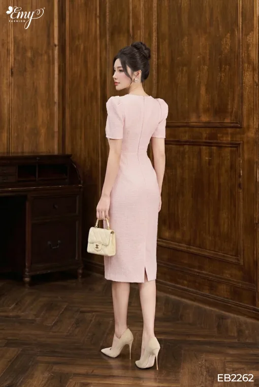 EB2262 Đầm Body Twest Hồng Pastel