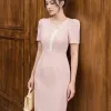 EB2262 Đầm Body Twest Hồng Pastel