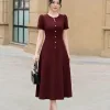 EM9791 Đầm Xoè Chéo Thái Đỏ Xếp Ply Eo