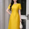 ES9781 Đầm Suông A Taffta Vàng