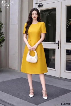 ES9781 Đầm Suông A Taffta Vàng