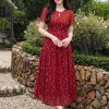 EM2267 Đầm Xoè Đũi Tơ Đỏ HT Hoa Trắng