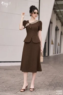 V2269 Váy A Bố RuBy Nâu