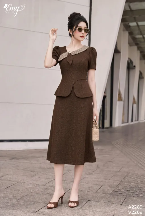 V2269 Váy A Bố RuBy Nâu