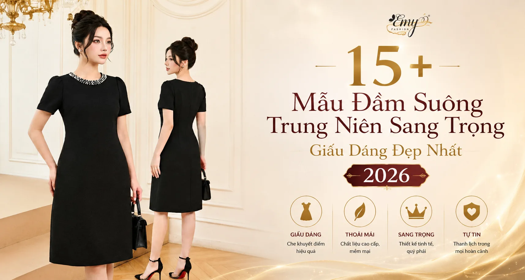 15+ Mẫu Đầm Suông Trung Niên Sang Trọng Giấu Dáng Đẹp Nhất 2026