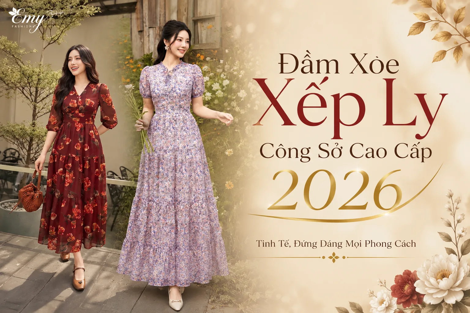 Đầm Xòe Xếp Ly Công Sở Cao Cấp 2026 – Tinh Tế, Đứng Dáng Mọi Phong Cách