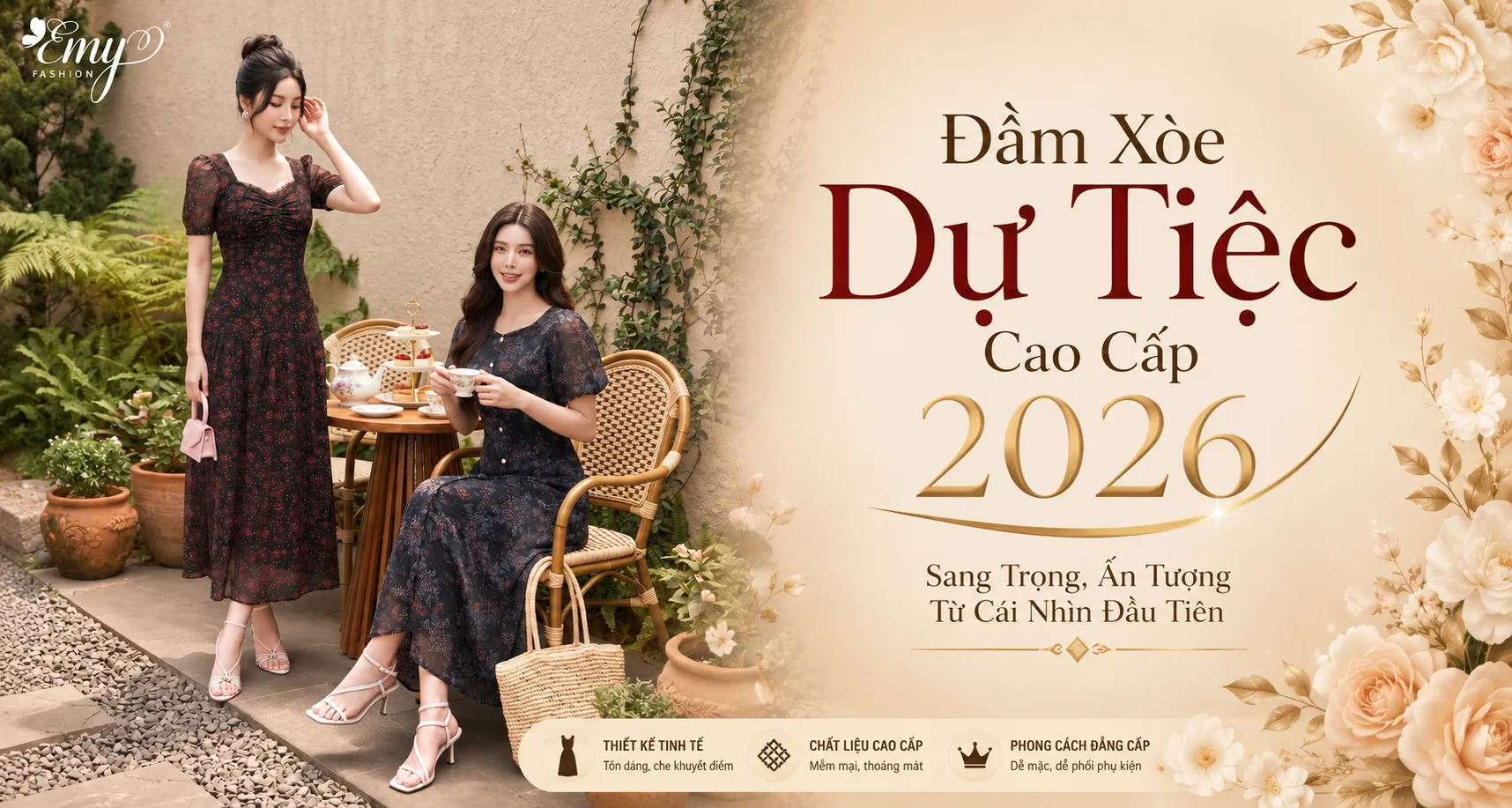 Đầm Xòe Dự Tiệc Cao Cấp 2026 – Sang Trọng, Ấn Tượng Từ Cái Nhìn Đầu Tiên