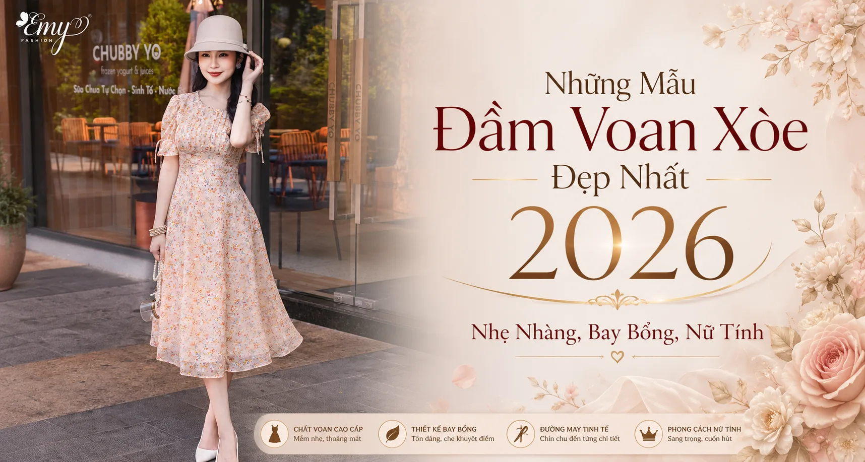 Những Mẫu Đầm Voan Xòe Đẹp Nhất 2026 – Nhẹ Nhàng, Bay Bổng, Nữ Tính