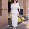 A4061 Áo Cổ Sen Phối Nút Kaki Thun Trắng Kem