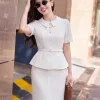 A4061 Áo Cổ Sen Phối Nút Kaki Thun Trắng Kem
