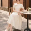 EM2273 Đầm Xòe Taffta Phối Nơ Cổ Đính Đá