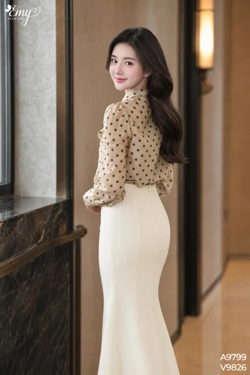V9826 Chân Váy Đuôi Cá Linen Bi