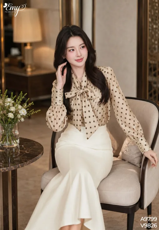 V9826 Chân Váy Đuôi Cá Linen Bi