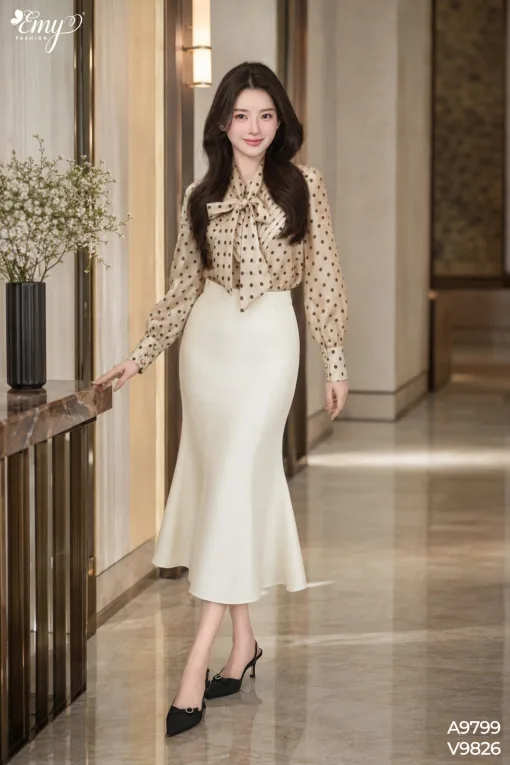 V9826 Chân Váy Đuôi Cá Linen Bi