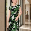EX9566 Đầm Body A Lụa Mango Xanh