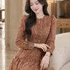 Đầm xòe dạo phố màu nâu voan tơ EM9801