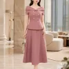 EM2108 Set Áo Váy Cotton Hàn Hồng Đất
