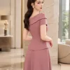 EM2108 Set Áo Váy Cotton Hàn Hồng Đất