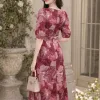 EM9831 Đầm Suông Sattin Lạnh Đỏ Hồng