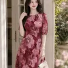 EM9831 Đầm Suông Sattin Lạnh Đỏ Hồng