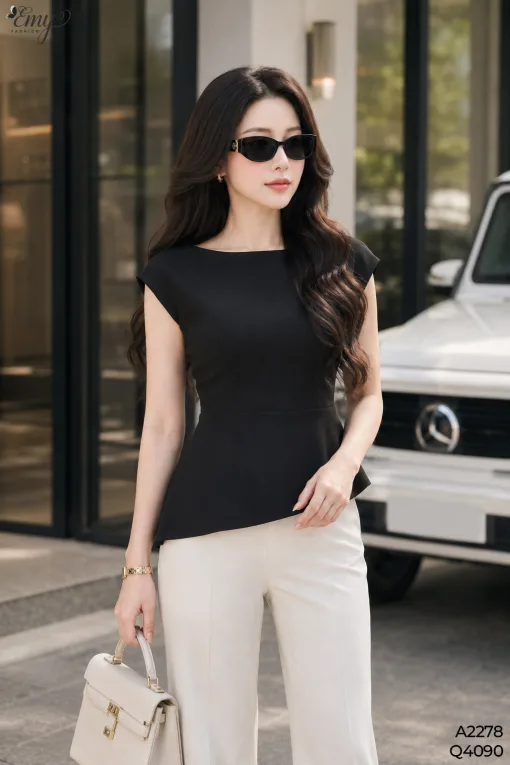 A2278 Áo Kaki Hàn Đen Tay Con
