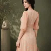 EM9830 Đầm Maxi Voan Tơ Hoa Cam Tay Lỡ