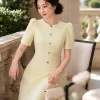 EM9823 Đầm Suông A Gấm Xốp Hoa