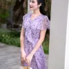 Đầm xòe dạo phố voan hoa tím EM9680