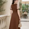 Đầm Xoè A Dạo phố Nâu Phối - EM2286
