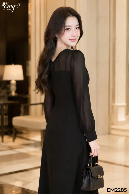Đầm Xoè A Dạo phố Đen EM2285