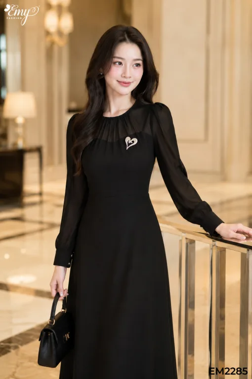Đầm Xoè A Dạo phố Đen EM2285
