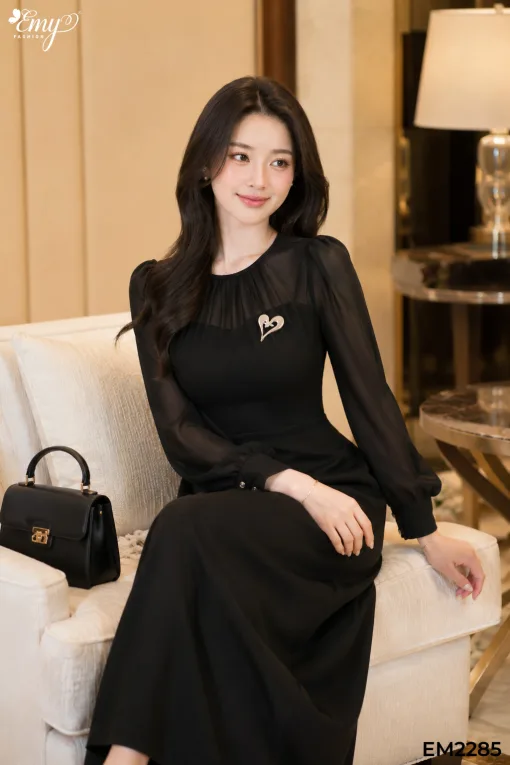Đầm Xoè A Dạo phố Đen EM2285